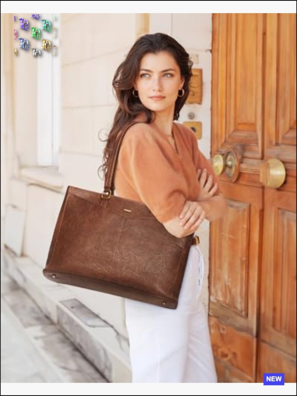 Vintage Leather Laptop Tote Bag Professional Office Work Briefcase Satchel Style - Picture 2 of 6